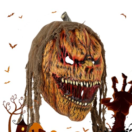 Horror Kürbiskopfmaske | Horror Kostüm Gesichtsmaske | Halloween Grusel Cosplay Kopfbedeckung Verkleidungs Outfit Zubehör für Feiern Feste Karneval Fest Horror Kürbiskopfmaske | Horror Kostüm Gesichtsmaske | Halloween Grusel Cosplay Kopfbedeckung Verkleidungs Outfit Zubehör für Feiern Feste Karneval Fest von Generisch