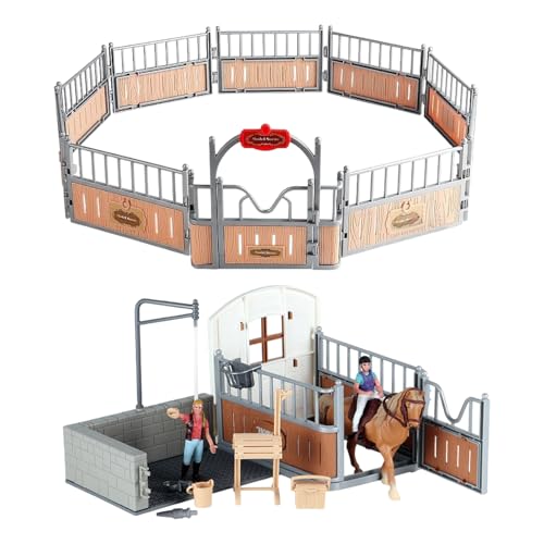 Horse Stable Model - Farm Playset, Spielzeugpferdfiguren | Realistic Animal Kit Für Mädchen, Vorgetäuschtes Spielen -Access -Accessoires, Miniaturpferdsammlung Geburtstag Oder Ostergeschen von Generisch