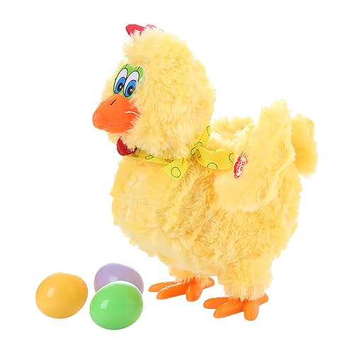 Huhn Tier Spielzeug Puppe Legt Ei Verrücktes Plüsch Huhn Mit Sound Musik Huhn Plüschtier (Yellow, One Size) von Generisch