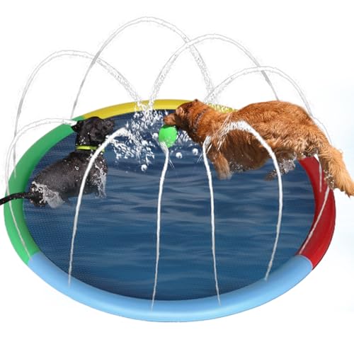 Hunde-Planschbecken – Wassersprüh-Pad für Hunde, Outdoor-Wasserspielmatte, 170 cm, PVC, kühlendes Haustier-Sprinkler-Spielzeug für Hinterhof, Bad, Zuhause, See, , Innenhof, Park Hunde-Planschbecken – Wassersprüh-Pad für Hunde, Outdoor-Wasserspielmatte, 170 cm, PVC, kühlendes Haustier-Sprinkler-Spielzeug für Hinterhof, Bad, Zuhause, See, , Innenhof, Park von Generisch