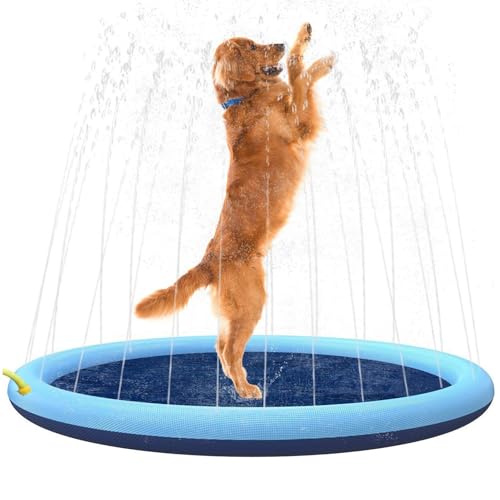 Hunde Planschbecken | rutschfeste Spielmatte Mit Fontäne Für Garten,rutschfeste Wassermatte Für Kinder & Haustiere Sommer Familienpicknicks Strandausflüge Campingunternehmungen Park Spielplätze von Generisch