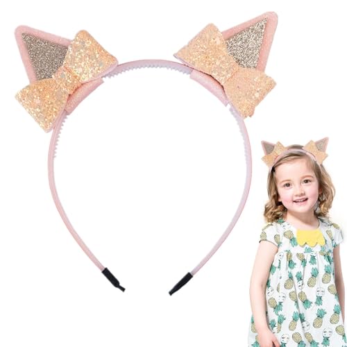 Hundeohren Haarreif - Glitzernde Tierohren, Süßes Hunde Design | Haarreif Mit Schleife Kostüm, Mädchen Tierohren Kopfband, Für Karneval Verkleidung Party Kinder Rollenspiel Schulaufführung Mottofest von Generisch
