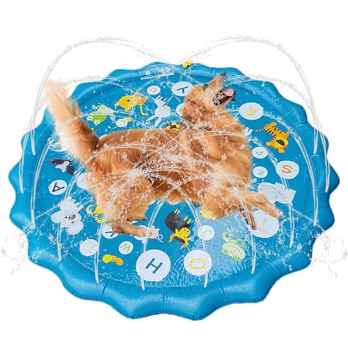 Hundesprinkler, Hundebecken im Freien - Blaues rutschfestes Spritzpad | Hinterhof-Hundesprinkler-Pool, 0,58 mm Dicke Spritzmatte, Outdoor-Spielzeug für Pool-Hinterhof-Spiele Hundesprinkler, Hundebecken im Freien - Blaues rutschfestes Spritzpad | Hinterhof-Hundesprinkler-Pool, 0,58 mm Dicke Spritzmatte, Outdoor-Spielzeug für Pool-Hinterhof-Spiele von Generisch