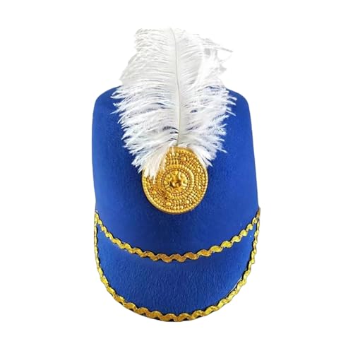 Hut mit Federhut Cos Honor Guard Hat Drum High Top Honor Cap Kuh Mädchen Kostüme (Blau, Einheitsgröße) von Generisch