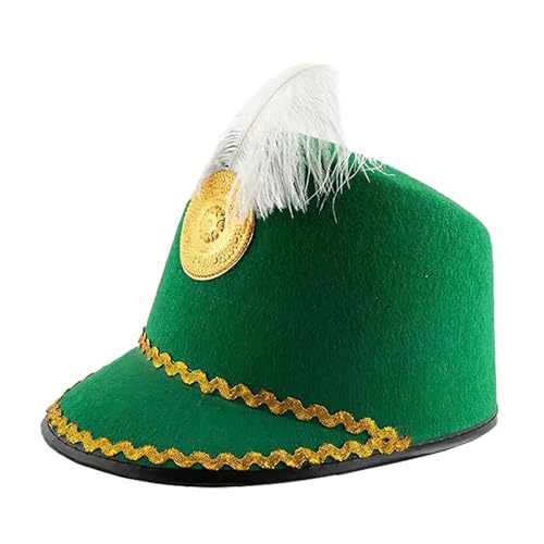 Hut mit Federhut Cos Honor Guard Hat Drum High Top Honor Cap Kuh Mädchen Kostüme (Grün, Einheitsgröße) von Generisch