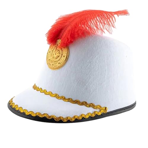 Hut mit Federhut Cos Honor Guard Hat Drum High Top Honor Cap Kuh Mädchen Kostüme (Weiß, Einheitsgröße) von Generisch