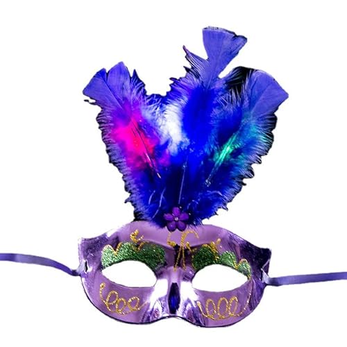 Hworks Feder Leuchtende Cosplay Maske Halloween Venedig Kostüm Spielen Requisiten Kunststoff Half Face Cover Hworks Feder Leuchtende Cosplay Maske Halloween Venedig Kostüm Spielen Requisiten Kunststoff Half Face Cover von Generisch