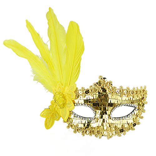 Hworks Gelbe Paillette Cosplay Maske Party Kunststoff Halbgesicht Abdeckung Halloween Kostüm Requisiten von Generisch