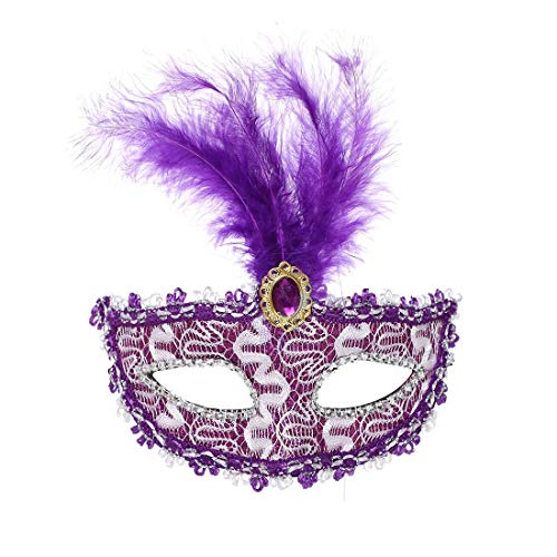 Hworks Lila Feder Cosplay Maske Halloween Venedig Kostüm Spielen Requisiten Kunststoff Half Face Cover Hworks Lila Feder Cosplay Maske Halloween Venedig Kostüm Spielen Requisiten Kunststoff Half Face Cover von Generisch