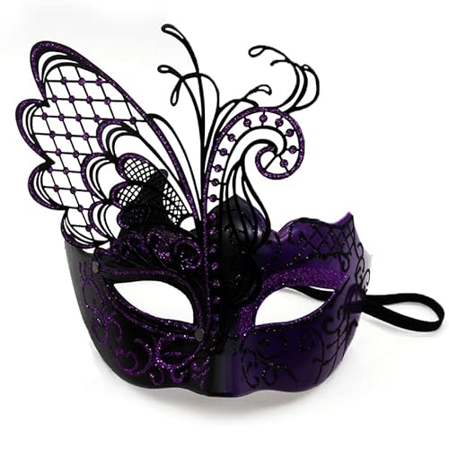 Hworks Lila Prinzessin Cosplay Maske Metall Half Face Cover Halloween Kostüm Requisiten für Erwachsene von Generisch
