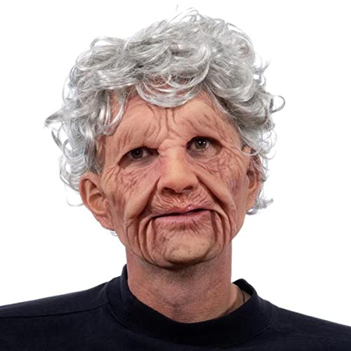Hworks Oma Gesicht Perücke Alter Mann Maske Kopfbedeckung Halloween Cosplay Kostüm Maske Hworks Oma Gesicht Perücke Alter Mann Maske Kopfbedeckung Halloween Cosplay Kostüm Maske von Generisch