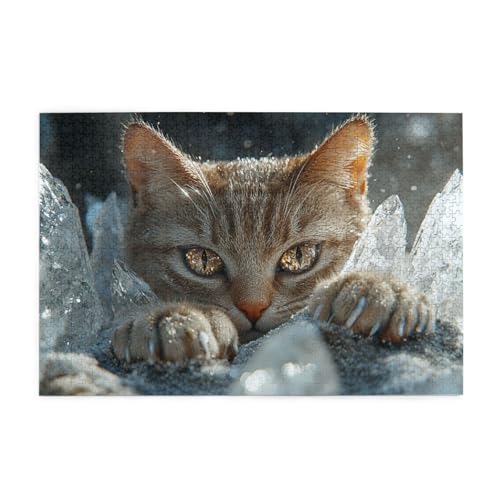 Ice Cat 1000 Teile Puzzle für Erwachsene Holzpuzzles für Erwachsene Geschenke Wohnkultur Ice Cat 1000 Teile Puzzle für Erwachsene Holzpuzzles für Erwachsene Geschenke Wohnkultur von Generisch