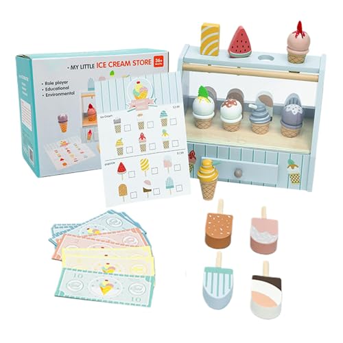 Ice Cream Play Set for Kids, Wooden Ice Cream Shop Toy, Pretend Ice Cream Kitchen Toys, Simulation Ice Cream Toy Set, Wooden Play Ice Cream Shop, Kids Pretend Ice Cream Stand, Ice Cream Play Food for Ice Cream Play Set for Kids, Wooden Ice Cream Shop Toy, Pretend Ice Cream Kitchen Toys, Simulation Ice Cream Toy Set, Wooden Play Ice Cream Shop, Kids Pretend Ice Cream Stand, Ice Cream Play Food for von Generisch