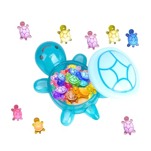 Im Dunkeln Leuchtende Kleine Spielzeugfiguren,Min-i Schildkröten 100 Pack,Mini Harzfiguren Gemischte Kleine Schildkröten,Miniatur Meeresschildkröten Skulptur,Für Puppenhaus Decor (Blue) von Generisch
