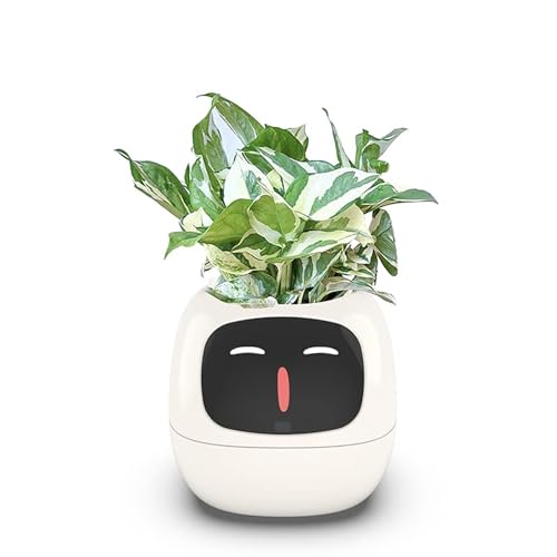 Intelligenter Blumentopf, intelligenter Haustier-Pflanzroboter, interaktiver Begleiter mit Gestensteuerung, 7 Sensoren für einfache Pflanzenpflege, lustige Ausdrücke und ansprechende Funktionen von Generisch