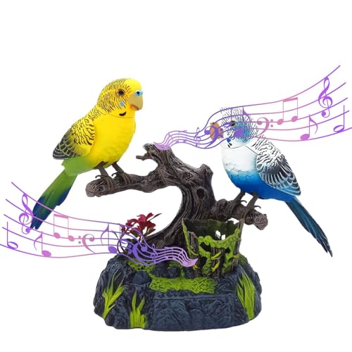 Interaktive Vogelskulptur - Vokal -Haustier -Replik, elektrisches Chirping -Tier | Realistische Sound Imitation Papageienstatue, lebensechte sich wiederholende Volkendekoration für Kleinkinder Schlafz von Generisch