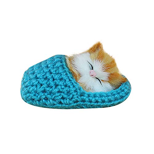 Interaktives Schlafend Fellige Katze Puppe Gefüllte Lebensechte Plüschtier Plüsch-Katze Realistische Dekorationstiere mit Sound-Geschenke Geburtstagsgeschenk für Erwachsene (Blue, One Size) von Generisch
