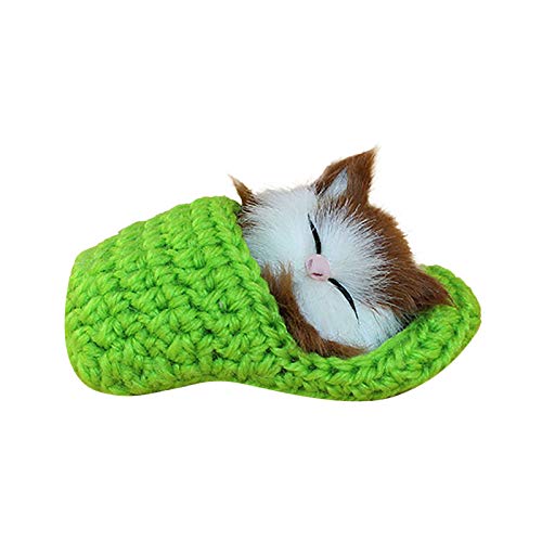 Interaktives Schlafend Fellige Katze Puppe Gefüllte Lebensechte Plüschtier Plüsch-Katze Realistische Dekorationstiere mit Sound-Geschenke Geburtstagsgeschenk für Erwachsene (Green, One Size) von Generisch