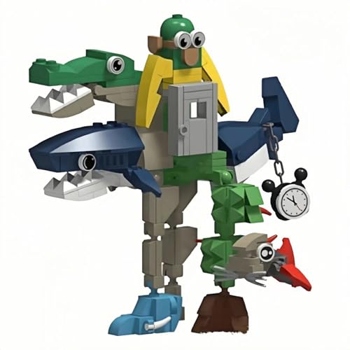 Italienisch Tung Sahur Bausteine, Berg und Meer Classic Holz Strichmännchen Fusion Big BOSS Monster Puppe Tung Sahur Spielzeugfigur, Internet Meme Set für Brain Red Fans von Generisch