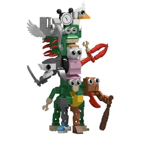 Italienisch Tung Sahur Bausteine, Berg und Meer Classic Holz Strichmännchen Fusion Big BOSS Monster Puppe Tung Sahur Spielzeugfigur, Internet Meme Set für Brain Red Fans von Generisch