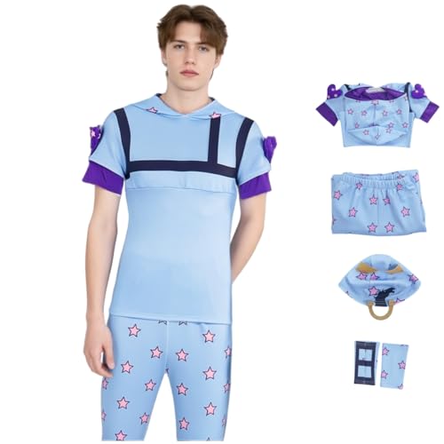 JJBA Cosplay Kostüm, JJBA Cosplay Blau Anzug Outfit Komplettes Set mit Hut für Halloween Karneval Party (Blau, L) von Generisch
