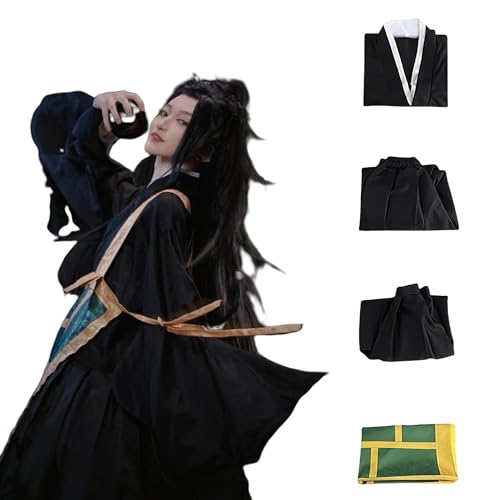 JJk Cosplay Kostüm Geto Suguru Cosplay Outfit Kasaya Robe Kimono Anzug für Halloween (Schwarz, XXL) von Generisch