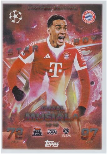 Jamal Musiala Mittelfeld Bayern, CL 2025/26 Limited Edition Fußball Sammelkarte LE 15 Jamal Musiala Mittelfeld Bayern, CL 2025/26 Limited Edition Fußball Sammelkarte LE 15 von Generisch