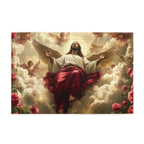 Jesus Ascended To The Rose 1000 Piece Jigsaw Puzzles For Adults Wooden Puzzles For Adults Gifts Home Decor von Generisch
