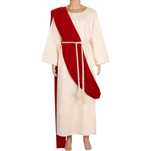 Jesus-Kostüm für Herren, Jesus-Kostüm mit weißem Kleid - weißes Kleid für Jesus-Kostüm | Halloween-Jesus-Kleid, makelloses weißes Einteilerkostüm, atmungsaktiver Stoff für die Party von Generisch