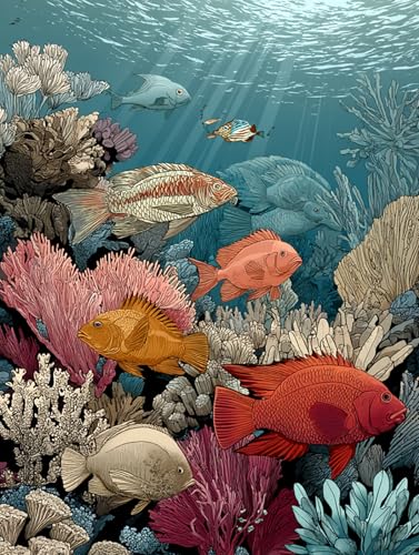 Jigsaw Puzzle 1000 Teile, Fischreichtum in den Ozeanen, Klassische Puzzles, Pädagogisches Spiel Herausforderung Spielzeug, Puzzlespiele für Die Ganze Familie(1000PCS) von Generisch