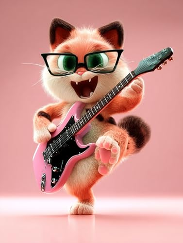 Jigsaw Puzzle 500 Teile, Katze singt mit Gitarre, Klassische Puzzles, Pädagogisches Spiel Herausforderung Spielzeug, Puzzlespiele für Die Ganze Familie(500PCS) von Generisch