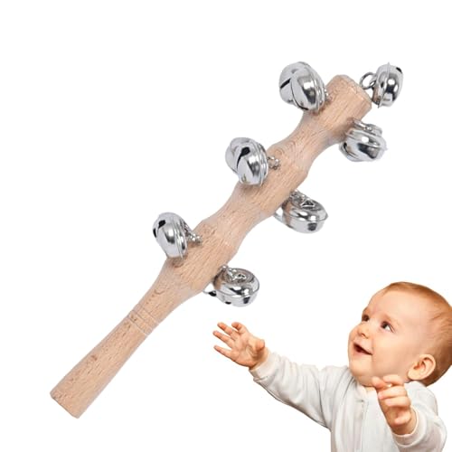 Jingle Stick, hölzerne Jingle Handglocken - Percussion Musical Instrument Toy Rassle | Weihnachtshand -Jingle -Glocken für Kindergärtner Vorschulkinder Kleinkind Mädchen von Generisch