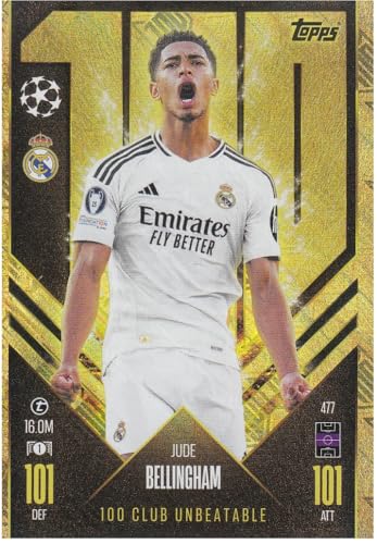 Jude Bellingham Madrid 100 Club Unbeatable 101/101 Topps Fußball Sammelkarte 477 Jude Bellingham Madrid 100 Club Unbeatable 101/101 Topps Fußball Sammelkarte 477 von Generisch