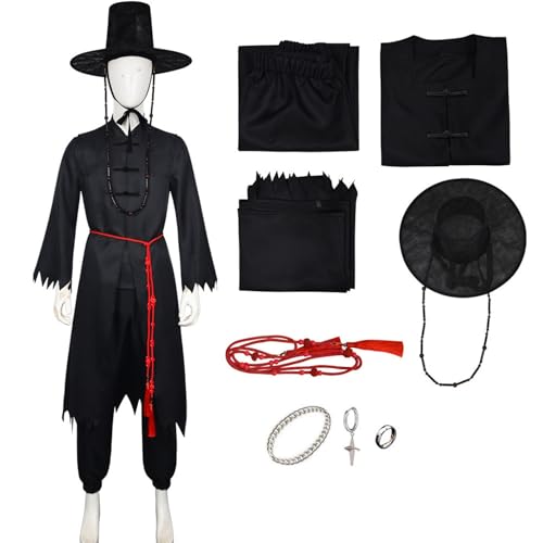 Jungen Mädchen Saja Kostüm Jinu Cosplay Traditionelle Koreanische Kleidung Schwarzes Anzug Halloween Party Kostüm von Generisch