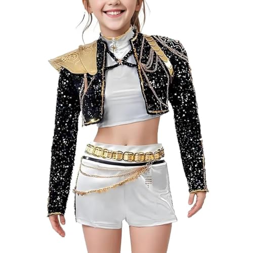K-Kpop D-Demons H-Hunter Kostüm Kinder Mädchen Anime Cosplay Ru mi Mi ra Zo ey K Pop Anime Jäger Popsänger Idol Bühnenuniform Verkleidung Komplettes Set Halloween Party Dress-up Karneval Outfits von Generisch