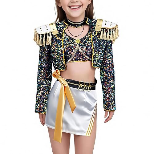 K-Kpop D-Demons H-Hunter Kostüm Kinder Mädchen Anime Cosplay Ru mi Mi ra Zo ey K Pop Anime Jäger Popsänger Idol Bühnenuniform Verkleidung Komplettes Set Halloween Party Dress-up Karneval Outfits von Generisch