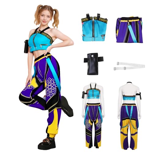 K Pop-Kostüm, Cosplay, Tanz-Outfit, für Jungen, Freund, Baby, Cosplay, Damen, Schlauch-Top mit Hose, Damen-Uniform mit Ohren und Armband für Halloween, Karneval (Blau, XL) von Generisch