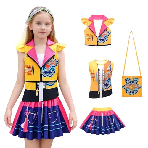 K-Pop-Kostüm, Cosplay, Tanzkleid, K-Pop, Cosplay, Flatterärmel, Rock mit Tasche, Mädchen, Kleid mit geschwollenem Rock für Halloween, Karneval (Gelb, XL) von Generisch
