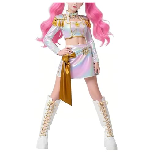 K Pops D-Demon H-Hunter Kostüm Kinder Mädchen Anime Cosplay Ru mi Mi ra Zo ey K Pop Anime Jäger Popsänger Idol Bühnenuniform Verkleidung Komplettes Set Halloween Party Dress-up Karneval Outfits von Generisch