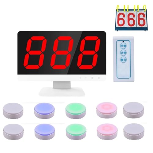 Kabelloses Quizspiel Buzzer System mit 10 Buzzern & 1 Monitor, Fernbedienung für Spielshows und Schulwettbewerbe, Unterstützt bis zu 32 Tasten von Generisch