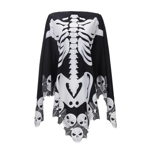 Kapuzenumhang Halloween Spitze Skelett Umhang Mysteriöse Gothic Mode Bequem Halloween Party Halloween Kostüme Party Fasching Kostüm von Generisch