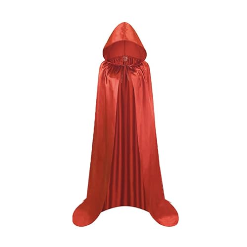 Kapuzenumhang aus Samt für Kinder und Erwachsene, Satin, Stehkragen, Kapuze, Sensenmann, Umhang, Robe, schwarz, Performance-Bekleidungsset von Generisch