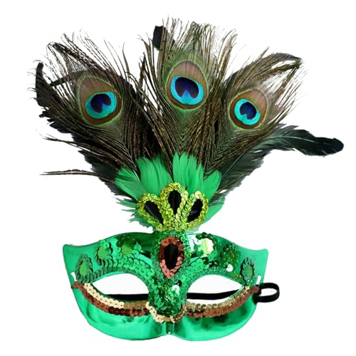 Karneval Fasching Maske Glitzer Rhinstone Federn Maskerade Kostüm für Frauen Party Pfau Form Pailletten Ball von Generisch