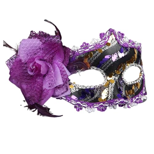 Karneval Gesichtsmaske Federn venezianische gefälschte Blume Karneval Maskerade Kostüme Zubehör Outfit Masken Party Ball Kopfbedeckung 2025 Karneval Party Karneval Stirnbänder Karneval Maske von Generisch