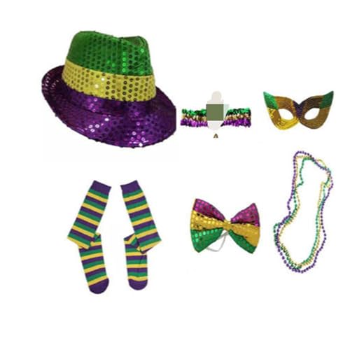 Karneval Kostüm Damen Regenbogen Tüllrock Haarreif Stirnband Riemen Kniestrümpfe Beinwärmern Handschuhen Regenbogen (DE/NL/SE/PL, Alphanumerisch, Einheitsgröße, Regular, Regular, Lila#10) von Generisch