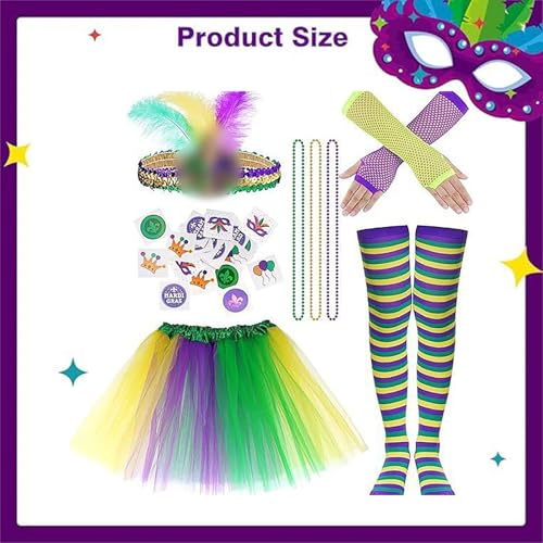 Karneval Kostüm Damen Regenbogen Tüllrock Haarreif Stirnband Riemen Kniestrümpfe Beinwärmern Handschuhen Regenbogen (DE/NL/SE/PL, Alphanumerisch, Einheitsgröße, Regular, Regular, Lila#4) von Generisch