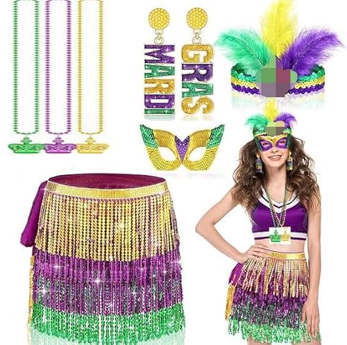 Karneval Kostüm Damen Regenbogen Tüllrock Haarreif Stirnband Riemen Kniestrümpfe Beinwärmern Handschuhen Regenbogen (DE/NL/SE/PL, Alphanumerisch, Einheitsgröße, Regular, Regular, Lila#9) von Generisch