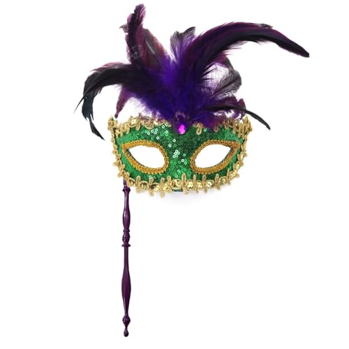 Karnevalskostüme Maskerade Kostüm Outfit Pailletten Federn Venezianischer Ball Party Dekorationen Karneval 2025 Kopfbedeckung Maske Karneval Outfits Party Maske Stirnbänder Masken Ballmaske von Generisch