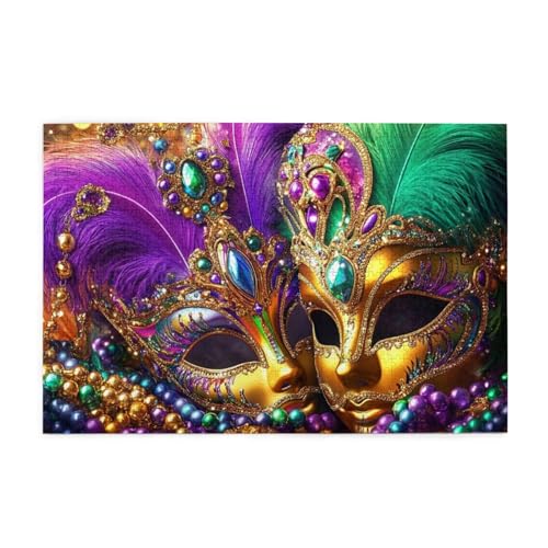 Karnevalsmasken mit bunten Federn und Perlen, 1000-teiliges Puzzle für Erwachsene, Holzpuzzles für Erwachsene, Geschenke, Heimdekoration Karnevalsmasken mit bunten Federn und Perlen, 1000-teiliges Puzzle für Erwachsene, Holzpuzzles für Erwachsene, Geschenke, Heimdekoration von Generisch