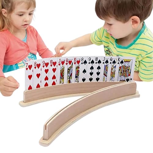 Karten zum Spielen | Handsa -Halter in gebogenem Holz | 2 Stück Poker Support Organizer Support Support Support Tray Accessoires für Poker, Canasta, Pinochle, Mit diesem Kartenhalter können Sie einen von Generisch
